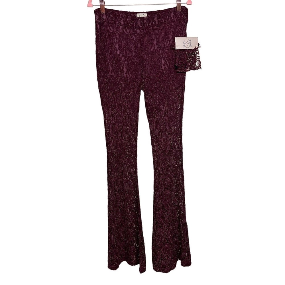 Sea Gypsies By Lost Free To Wander‎ Lace Bell Pants Bitter Burgundy Size Small